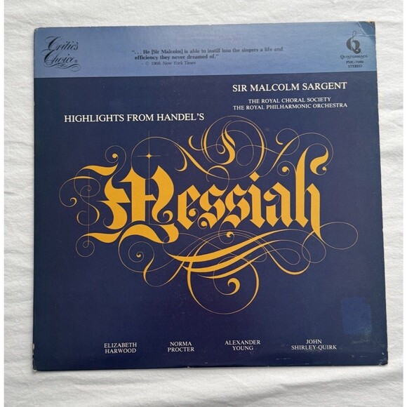 Highlights From Handel's Messiah: Sir Malcolm Sargent: Vinyl LP - Picture 1 of 3